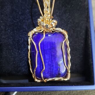 VERES™ 50ct PURPLE Flash Labradorite DYED-Treated Gold Handmade Designer Pendant