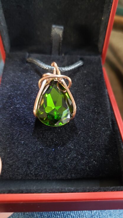 25x18mm "Elven Emerald" Sparkling and Stunning Green Handmade Copper Designer Viking European Crystal Pendant - Image 3
