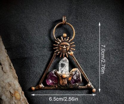 Wiccan Amethyst & Quartz Viking Raw Rough Quartz- Solid Copper Handmade Gemstone Pendant Mothers Day Sale - Image 5