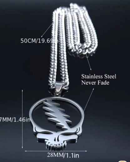 Skull Necklace "Steal Your Face" Stainless Steel Pendant  w chain + Dead Stickers(50) + Window Decals - Image 4