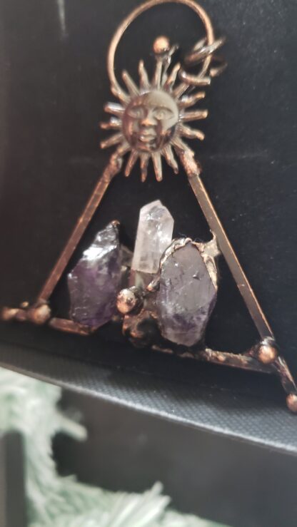 Wiccan Amethyst & Quartz Viking Raw Rough Quartz- Solid Copper Handmade Gemstone Pendant Mothers Day Sale - Image 7