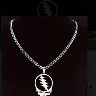 MUSIC MEMORABILIA Steal Your Face Stainless Steel Pendant  w 22 inch Stainless chain + Dead Stickers(50) + Window Decals mothers day sale