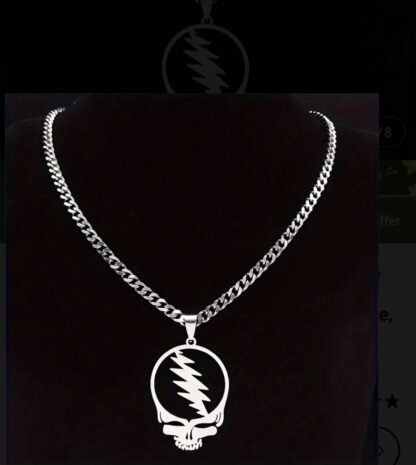 Skull Necklace "Steal Your Face" Stainless Steel Pendant  w chain + Dead Stickers(50) + Window Decals - Image 2