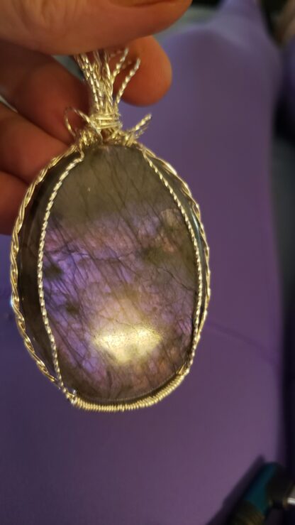 VERES™ 125ct AAA Huge Purple-Pink Finland mined Labradorite Silver Gemstone Pendant UNtreated +Add Solid 24in 925 Sterling Silver - Image 5