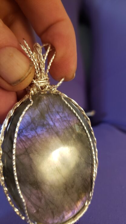 VERES™ 125ct AAA Huge Purple-Pink Finland mined Labradorite Silver Gemstone Pendant UNtreated +Add Solid 24in 925 Sterling Silver - Image 3