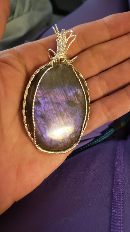 VERES™ 125ct AAA Huge Purple-Pink Finland mined Labradorite Silver Gemstone Pendant UNtreated +Add Solid 24in 925 Sterling Silver - Image 10