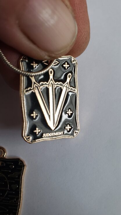 Best Tarot Pendant Gold & Black Enamel TAROT Card Pendants- Handcrafted enamel Comes w 22 inch  golden chain  charm pendant - Image 3
