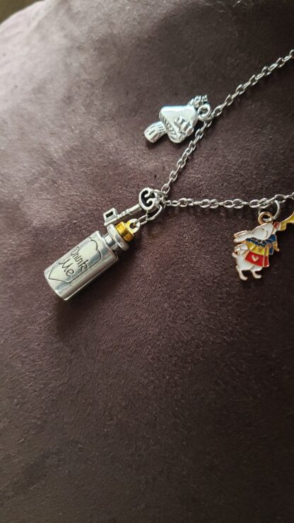 Handmade Alice Wonderland Charm Pendants with Enamel Charms - Image 5