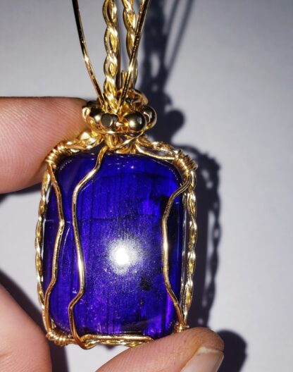 VERES™ 50ct PURPLE Flash Labradorite DYED-Treated Gold Handmade Designer Pendant - Image 6