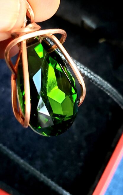 25x18mm "Elven Emerald" Sparkling and Stunning Green Handmade Copper Designer Viking European Crystal Pendant - Image 2