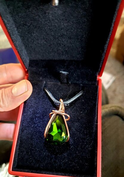 25x18mm "Elven Emerald" Sparkling and Stunning Green Handmade Copper Designer Viking European Crystal Pendant - Image 9