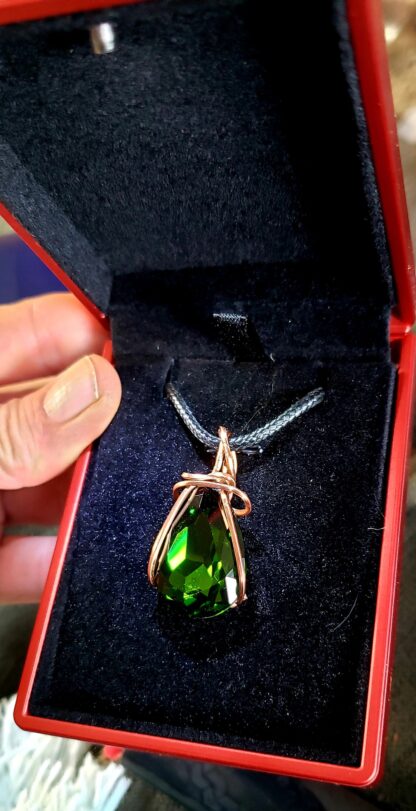 25x18mm "Elven Emerald" Sparkling and Stunning Green Handmade Copper Designer Viking European Crystal Pendant - Image 8