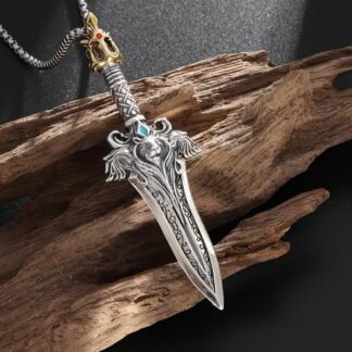 Mini Silver Sword Norse Battle Sword Pendant w 24 inch Silvery Rope Chain