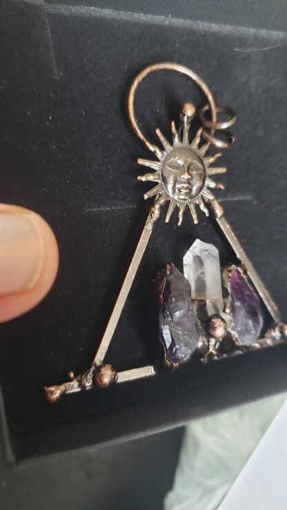 Wiccan Amethyst & Quartz Viking Raw Rough Quartz- Solid Copper Handmade Gemstone Pendant Mothers Day Sale - Image 8