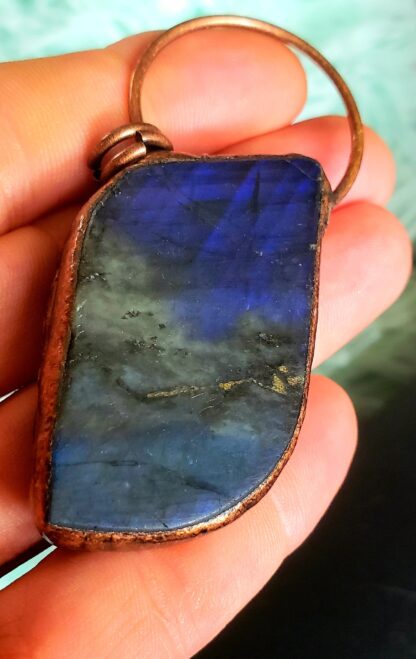 125ct RARE-Large DEEP Purple & Blue FIRE UNtreated Labradorite -Artisan Designer  Solid Copper Handmade Gemstone Pendant -Reversible! - Image 2