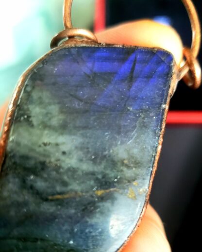 125ct RARE-Large DEEP Purple & Blue FIRE UNtreated Labradorite -Artisan Designer  Solid Copper Handmade Gemstone Pendant -Reversible! - Image 4