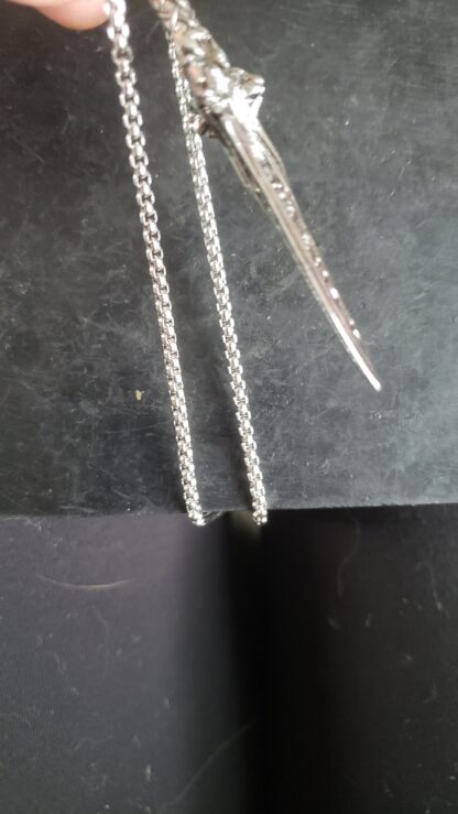 Mini Silver Sword Norse Battle Sword Pendant w 24 inch Silvery Rope Chain - Image 6