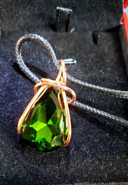 25x18mm "Elven Emerald" Sparkling and Stunning Green Handmade Copper Designer Viking European Crystal Pendant