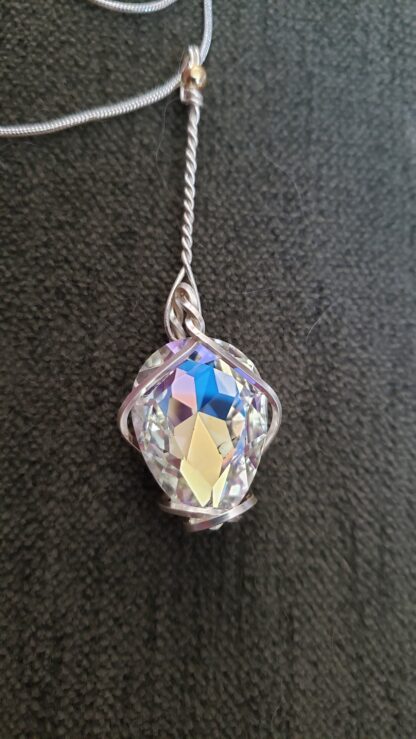 VERES™HUGE SPARKLE "Crystal Diamond" Dangle Drop Designer Silver Lithuanian lPendant w 22 inch silvery chain- Medium 25x18mm - Image 5