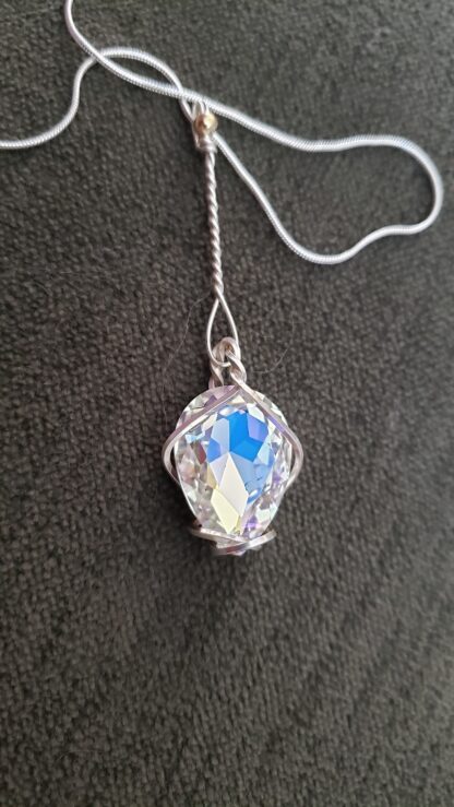 VERES™HUGE SPARKLE "Crystal Diamond" Dangle Drop Designer Silver Lithuanian lPendant w 22 inch silvery chain- Medium 25x18mm - Image 6
