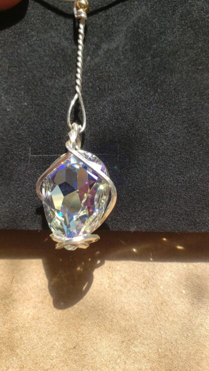 VERES™HUGE SPARKLE "Crystal Diamond" Dangle Drop Designer Silver Lithuanian lPendant w 22 inch silvery chain- Medium 25x18mm - Image 8