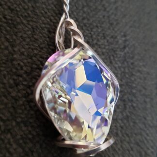 VERES™HUGE SPARKLE "Crystal Diamond" Dangle Drop Designer Silver Lithuanian lPendant w 22 inch silvery chain- Medium 25x18mm