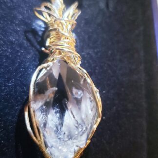 VERES™ 40ct SmokyHERKIMER Diamond  Rough Raw Crystal Handmade Celtic Designer  Gold Pendant Gemstone Pendant