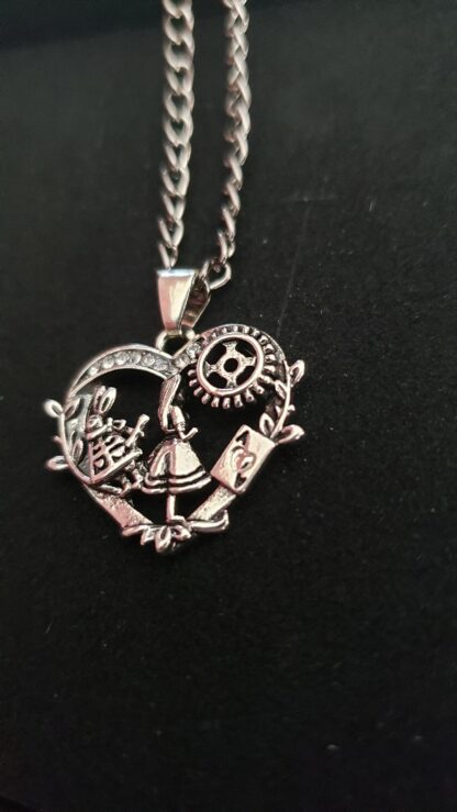 CUTE Alice  in Wonderland White Rabbit Choker Necklace- w 16inch  gun metal color chain Minimalist jewelry pls see video- it sparkles! - Image 3