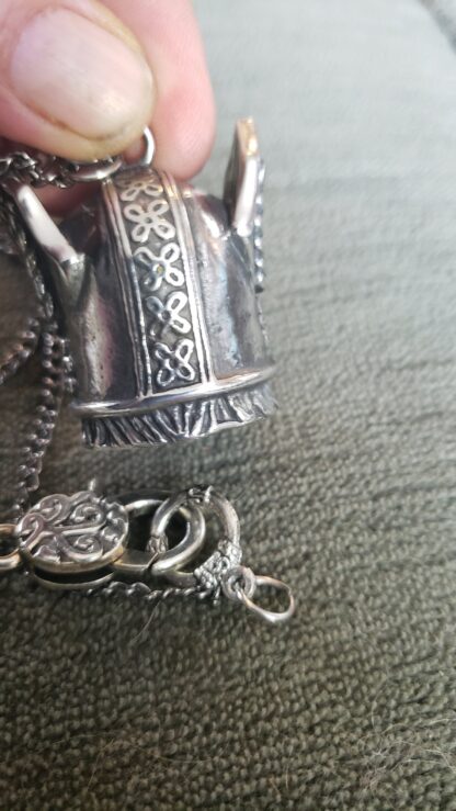 Viking BELL - Pendant Finely Detailed Handmade w Large Viking Pendant Necklace w 24in gun metal chain Viking gifts for dad - Image 6