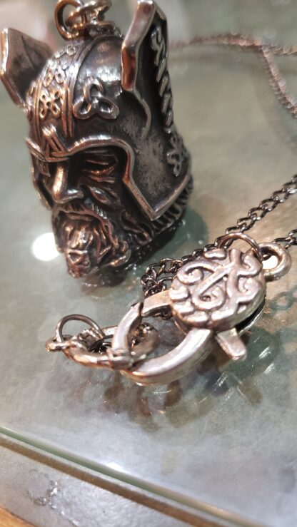 Viking BELL - Pendant Finely Detailed Handmade w Large Viking Pendant Necklace w 24in gun metal chain Viking gifts for dad - Image 2