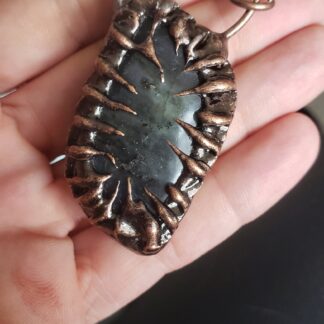 125ct RARE-Large DEEP Purple & Blue FIRE UNtreated Labradorite -Artisan Designer  Solid Copper Handmade Gemstone Pendant -Reversible!