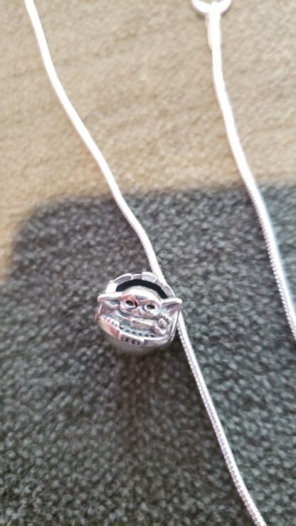 925 Solid Silver Mini BABY YODA in Carriage Necklace-22inch Custom Chain 8 Options GEMSTONE or Silver - Image 3