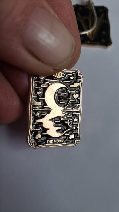 Best Tarot Pendant Gold & Black Enamel TAROT Card Pendants- Handcrafted enamel Comes w 22 inch  golden chain  charm pendant - Image 2
