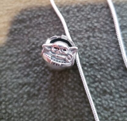 925 Solid Silver Mini BABY YODA in Carriage Necklace-22inch Custom Chain 8 Options GEMSTONE or Silver