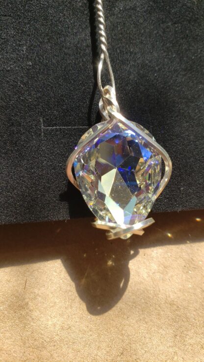 VERES™HUGE SPARKLE "Crystal Diamond" Dangle Drop Designer Silver Lithuanian lPendant w 22 inch silvery chain- Medium 25x18mm - Image 7