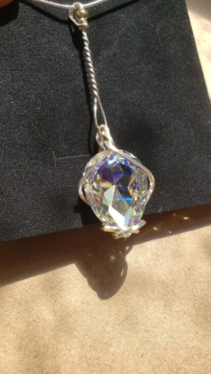 VERES™HUGE SPARKLE "Crystal Diamond" Dangle Drop Designer Silver Lithuanian lPendant w 22 inch silvery chain- Medium 25x18mm - Image 9