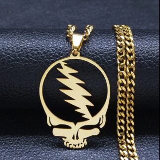 Skull Necklace "Steal Your Face" Stainless Steel Pendant  w chain + Dead Stickers(50) + Window Decals