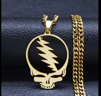 Skull Necklace "Steal Your Face" Stainless Steel Pendant  w chain + Dead Stickers(50) + Window Decals