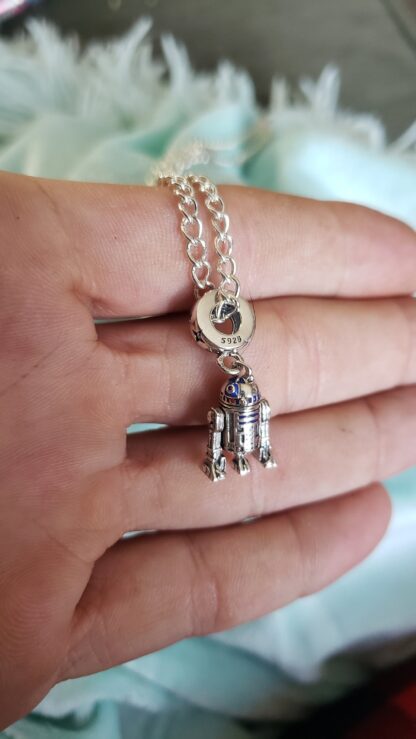 R2D2 Solid 925 Sterling Silver Mini Pendant Necklace- 22inch Silver Link Chain-best vintage movie  memorabilia - Image 8