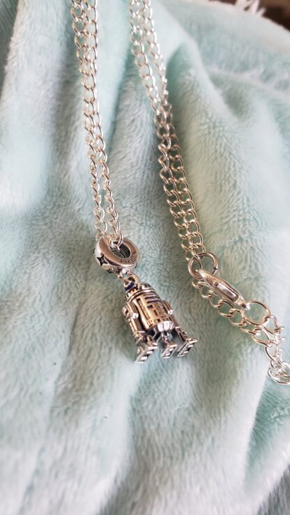 R2D2 Solid 925 Sterling Silver Mini Pendant Necklace- 22inch Silver Link Chain-best vintage movie  memorabilia - Image 4