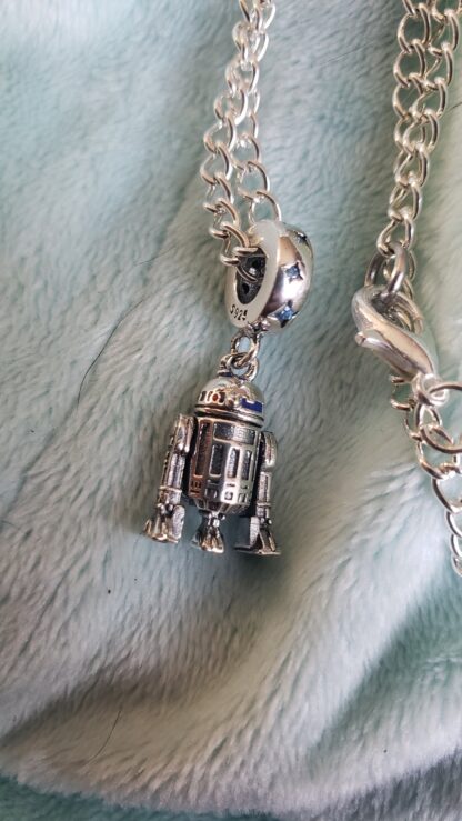 R2D2 Solid 925 Sterling Silver Mini Pendant Necklace-22inch Silver Link Chain- birthday pandora  memory jewelry - Image 9