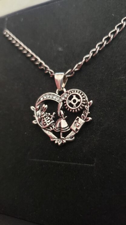 CUTE Alice  in Wonderland White Rabbit Choker Necklace- w 16inch  gun metal color chain Minimalist jewelry pls see video- it sparkles!
