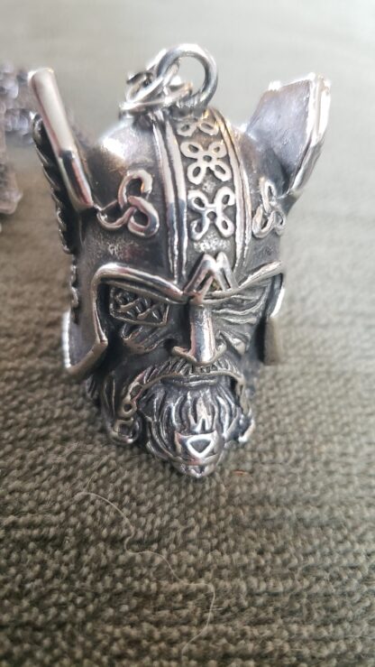Viking BELL - Pendant Finely Detailed Handmade w Large Viking Pendant Necklace w 24in gun metal chain Viking gifts for dad