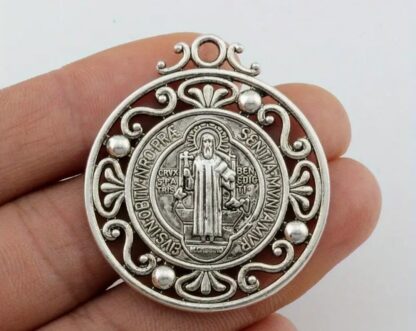 Best Religious Protection Silver EXORCISM St Benedict Double Sided 1.75inch Antique Silver Pendant- - Image 2