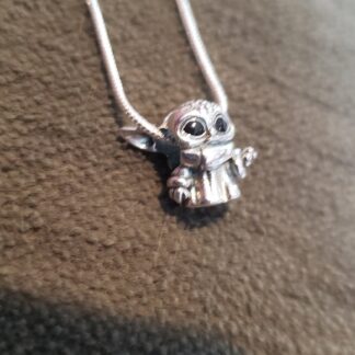 BABY YODA 925 Silver Necklace-Mandalorian  Customize w 22inch chain (9 Designs )-925 Silver chain star war oandora charm