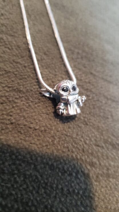 BABY YODA 925 Silver Necklace-Mandalorian  Customize w 22inch chain (9 Designs )-925 Silver chain star war oandora charm