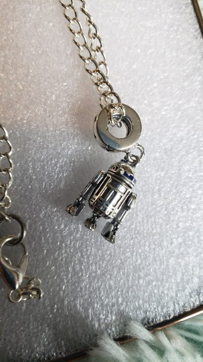 R2D2 Solid 925 Sterling Silver Mini Pendant Necklace-22inch Silver Link Chain- birthday pandora  memory jewelry - Image 5