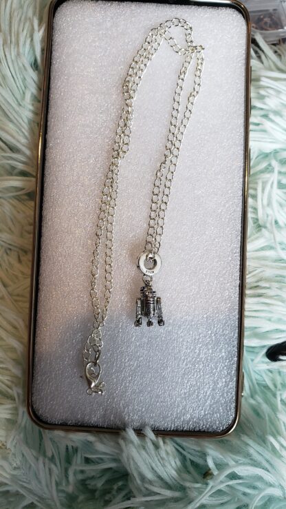R2D2 Solid 925 Sterling Silver Mini Pendant Necklace- 22inch Silver Link Chain-best vintage movie  memorabilia - Image 6